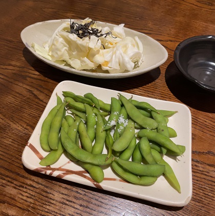 金の蔵 池袋 食べ飲み放題 スターターセット 枝豆 塩昆布キャベツ