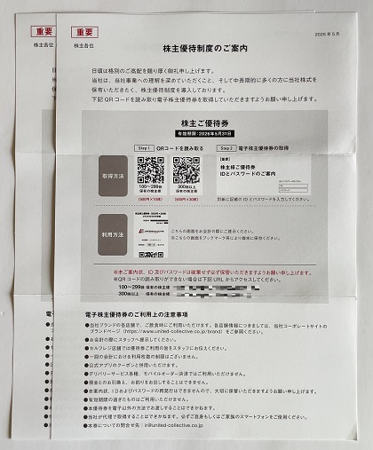ユナイテッド&コレクティブ 株主優待