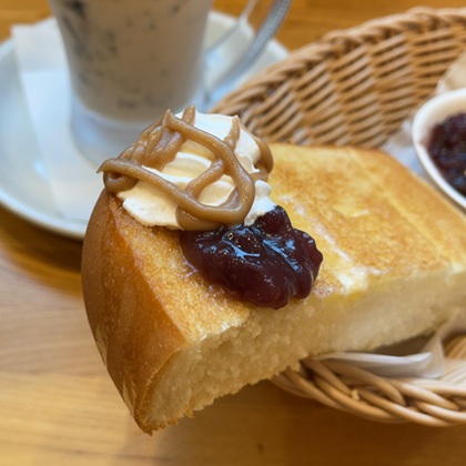 コメダ珈琲店 モーニング お月見ジェリコ スイートマロン トースト＆コメダ特製おぐらあん＆バター