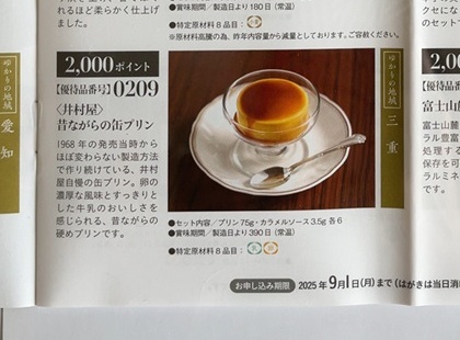 テイエステック 株主優待 井村屋 昔ながらの缶プリン カタログ