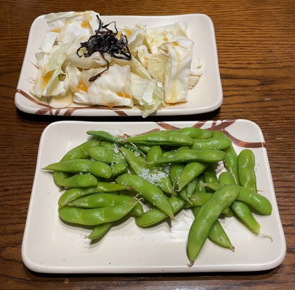 金の蔵 池袋 食べ飲み放題 スターターセット 枝豆 塩昆布キャベツ
