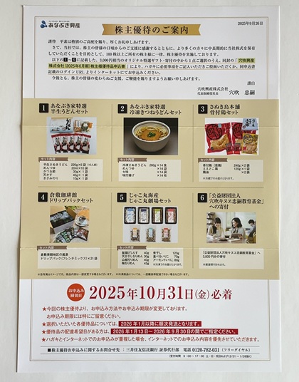 穴吹興産 株主優待 2025