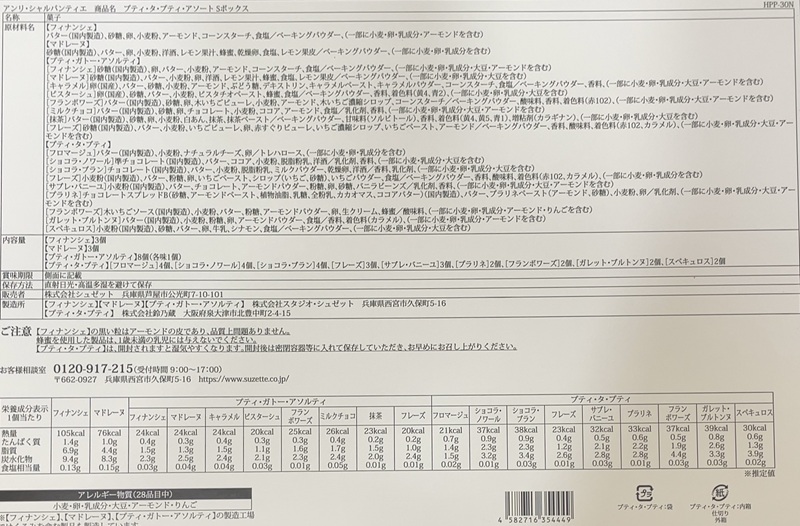 長瀬産業 株主優待 アンリ・シャルパンティエ プティ・タ・プティ・アソート Sボックス