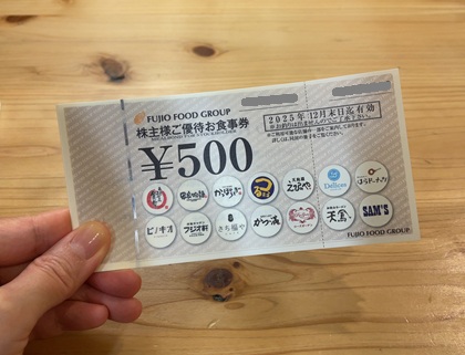 喫茶店 ピノキオ フジオフードグループ本社 株主優待券