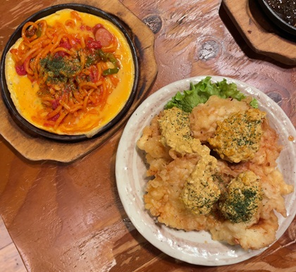 てけてけ 名古屋っぽい鉄板ナポリタン 咖喱タルタルのチキン南蛮