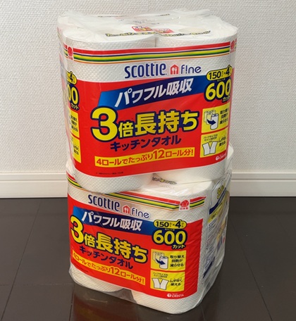 アスクル 株主優待 LOHACO購入品 スコッティ 3倍巻きキッチンタオル 日本製紙クレシア