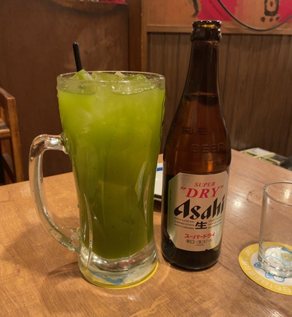 やきとりの扇屋 瓶ビール(中瓶) ビックリ宇治抹茶ハイ