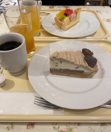 フジオフード 株主優待 デリス タルト＆カフェ 銀座 ケーキセット フルーツタルト 和栗のモンブランタルト