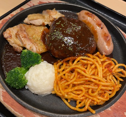 チムニー 株主優待 おでん・豆富・鉄板焼 升屋 Esola池袋 ランチ デミグラスハンバーグステーキ&ミックスグリルセット