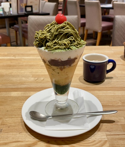 パステルイタリアーナ 抹茶のモンブランプリンパフェ セットドリンクマルシェ