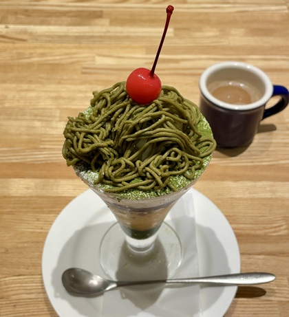 パステルイタリアーナ 抹茶のモンブランプリンパフェ セットドリンクマルシェ
