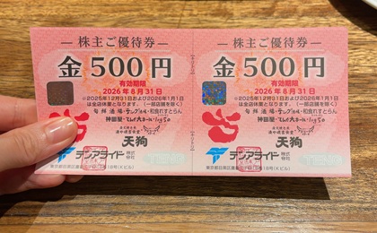 テンアライド ミートキッチン log50 株主優待券