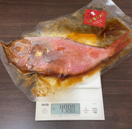 プロクレアホールディングス 株主優待 マルヌシ 八戸キンメ!「金目鯛の煮つけ」 重量